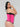 Full side view of Pink Sports Latex Covered Workout Waist Trainer plus sized model.