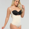 Full front view of white Tummy Smoothing Faja Bodysuit.